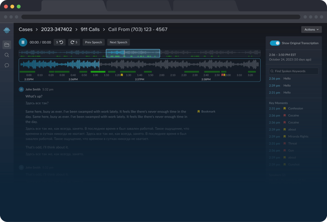 screenshot of audio parsing software called BASS